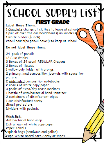 supply list